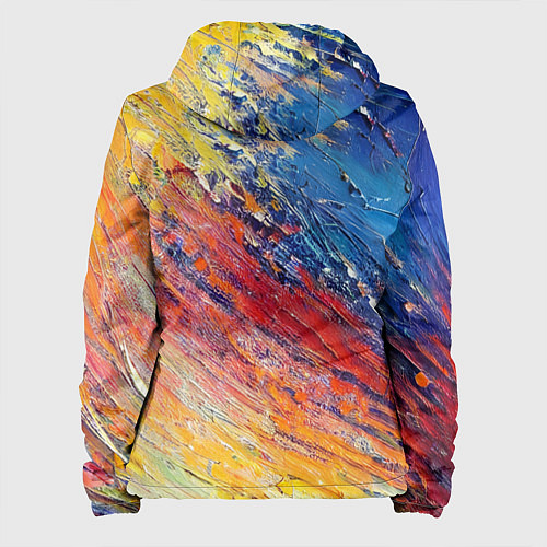 Женская куртка Смешение масляных красок синий жёлтый красный живо / 3D-Белый – фото 2