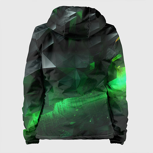 Женская куртка Асимметрия зеленого узора / 3D-Белый – фото 2