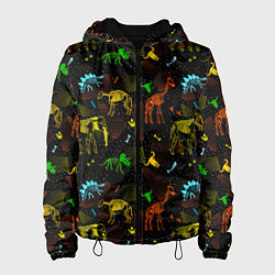 Женская куртка Скелеты динозавров неон