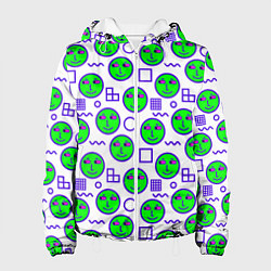 Куртка с капюшоном женская Green smiley face, цвет: 3D-белый
