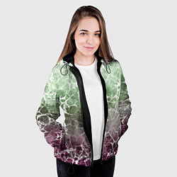 Куртка с капюшоном женская Абстракция - spider web on purple-green background, цвет: 3D-черный — фото 2