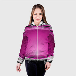 Куртка с капюшоном женская Розовый выпуклый фон, цвет: 3D-белый — фото 2