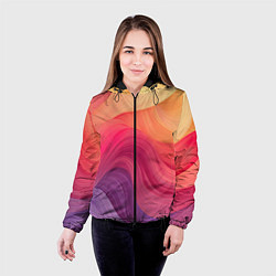 Куртка с капюшоном женская Желтый красный фиолетовый градиент, цвет: 3D-черный — фото 2