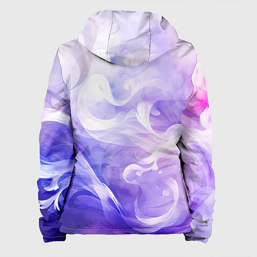 Женская куртка Белые узоры на абстрактном фиолетовом фоне / 3D-Белый – фото 2