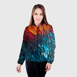 Куртка с капюшоном женская Желто синяя чешуя, цвет: 3D-черный — фото 2