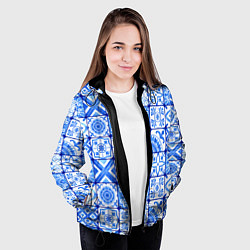 Куртка с капюшоном женская Голубая плитка из кухни, цвет: 3D-черный — фото 2