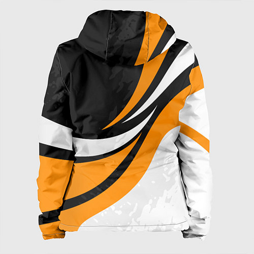 Женская куртка Porsche - Оранжевая абстракция / 3D-Черный – фото 2