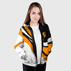 Куртка с капюшоном женская Porsche - Оранжевая абстракция, цвет: 3D-черный — фото 2