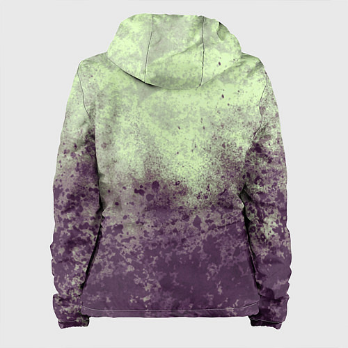 Женская куртка Абстракция - фиолетовые пятна на зеленом фоне / 3D-Белый – фото 2