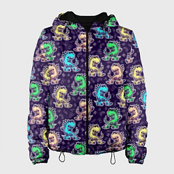 Куртка с капюшоном женская Динозаврик на скейтборде, цвет: 3D-черный