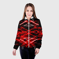 Куртка с капюшоном женская Красный лазер линии, цвет: 3D-белый — фото 2
