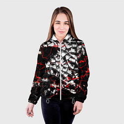 Куртка с капюшоном женская Черные разломы, цвет: 3D-белый — фото 2