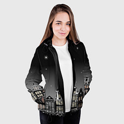 Куртка с капюшоном женская Ночной город и звездное небо, цвет: 3D-черный — фото 2
