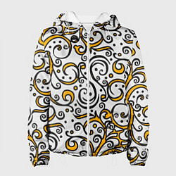 Куртка с капюшоном женская Жёлтый кружевной узор, цвет: 3D-белый