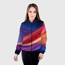 Куртка с капюшоном женская Абстрактные синие волны, цвет: 3D-черный — фото 2