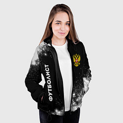 Куртка с капюшоном женская Футболист из России и герб РФ вертикально, цвет: 3D-черный — фото 2