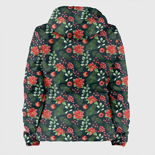 Женская куртка Новогодние цветы / 3D-Черный – фото 2