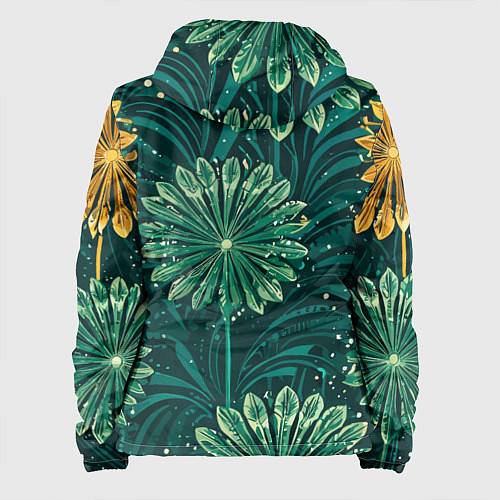 Женская куртка Одуванчики зеленая с желтым акцентом абстракция / 3D-Черный – фото 2