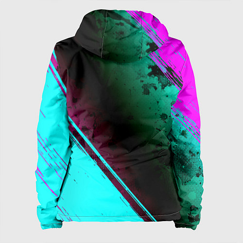 Женская куртка Елена и неоновый герб России вертикально / 3D-Черный – фото 2