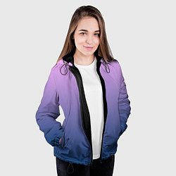 Куртка с капюшоном женская Рассвет розовый и синий градиент 3d, цвет: 3D-черный — фото 2
