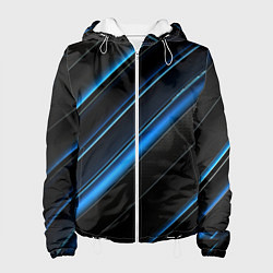 Куртка с капюшоном женская Синий узор абстракции, цвет: 3D-белый