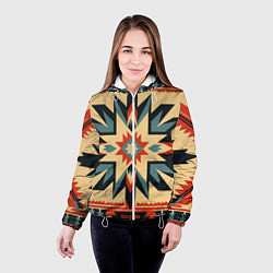 Куртка с капюшоном женская Орнамент в стиле американских индейцев, цвет: 3D-белый — фото 2