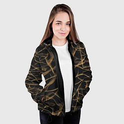 Куртка с капюшоном женская Абстракция черное золото, цвет: 3D-черный — фото 2
