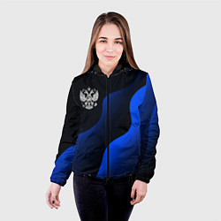 Куртка с капюшоном женская Герб РФ - глубокий синий, цвет: 3D-черный — фото 2