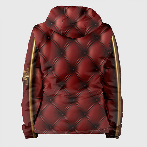 Женская куртка Золотой герб России на красном кожаном фоне / 3D-Белый – фото 2