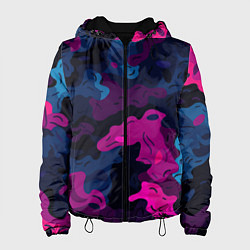 Женская куртка Синий и фиолетовый абстрактный камуфляж