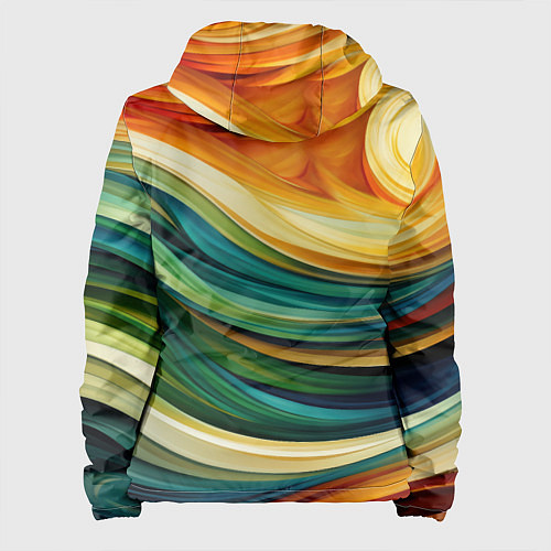 Женская куртка Абстракция с солнцем / 3D-Черный – фото 2