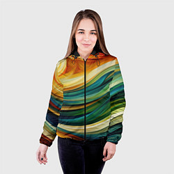 Куртка с капюшоном женская Абстракция с солнцем, цвет: 3D-черный — фото 2