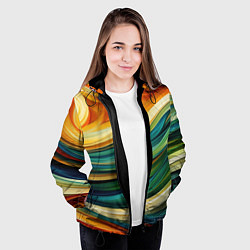 Куртка с капюшоном женская Абстракция с солнцем, цвет: 3D-черный — фото 2