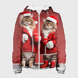 Женская куртка С новым котом - два кота в костюмах Санты