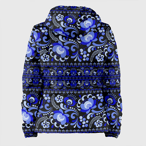 Женская куртка Новогодняя гжельская роспись цветами на чёрном фон / 3D-Белый – фото 2