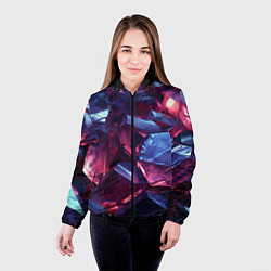 Куртка с капюшоном женская Абстрактные стеклянные камни, цвет: 3D-черный — фото 2