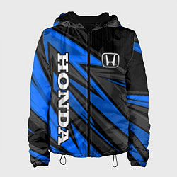 Куртка с капюшоном женская Honda motors - синяя спортивная абстракция, цвет: 3D-черный
