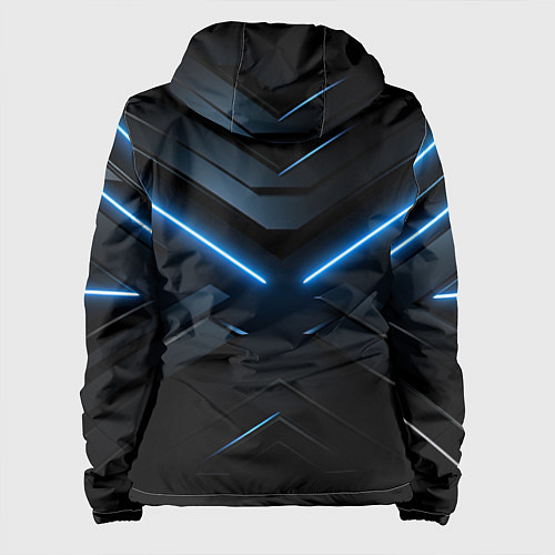 Женская куртка Синяя неоновая полоса на черном фоне / 3D-Белый – фото 2