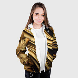 Куртка с капюшоном женская Золотая объемная абстракция, цвет: 3D-белый — фото 2
