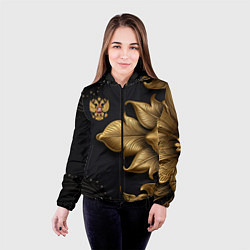 Куртка с капюшоном женская Золотой герб России, цвет: 3D-черный — фото 2
