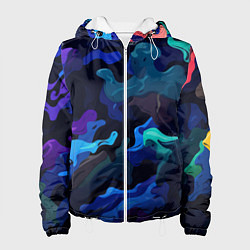 Куртка с капюшоном женская Камуфляж из разноцветных красок, цвет: 3D-белый