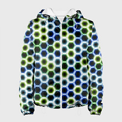 Куртка с капюшоном женская Светящиеся соты, цвет: 3D-белый