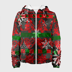 Женская куртка Рождественские узоры ёлки и снежинки