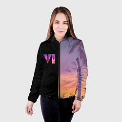 Куртка с капюшоном женская GTA 6 пальмы, цвет: 3D-черный — фото 2