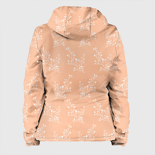 Женская куртка Белые ветки на персиковом фоне / 3D-Белый – фото 2