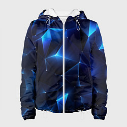 Куртка с капюшоном женская Синяя геометрическая абстракция, цвет: 3D-белый
