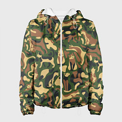 Куртка с капюшоном женская Коты и кошки - камуфляж, цвет: 3D-белый