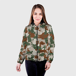 Куртка с капюшоном женская Кошки - камуфляж, цвет: 3D-черный — фото 2