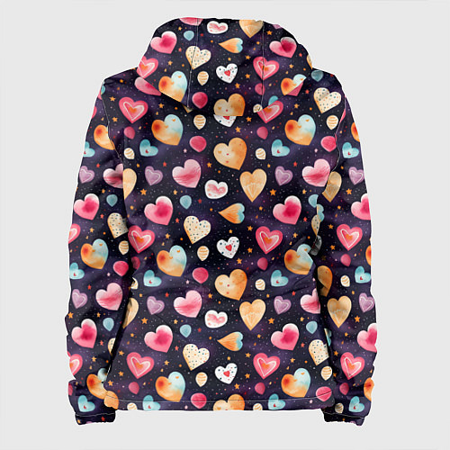 Женская куртка Паттерн с сердечками на Валентинов день / 3D-Черный – фото 2