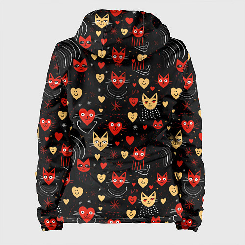 Женская куртка Паттерн с сердечками и котами валентинка / 3D-Белый – фото 2